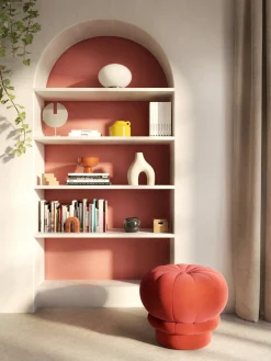 Pouf en velours rouge garance Claudie - Hartô