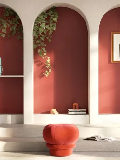 Pouf en velours rouge garance Claudie - Hartô