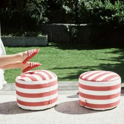 Pouf extérieur rayé bleu océan Point Outdoor - Fatboy