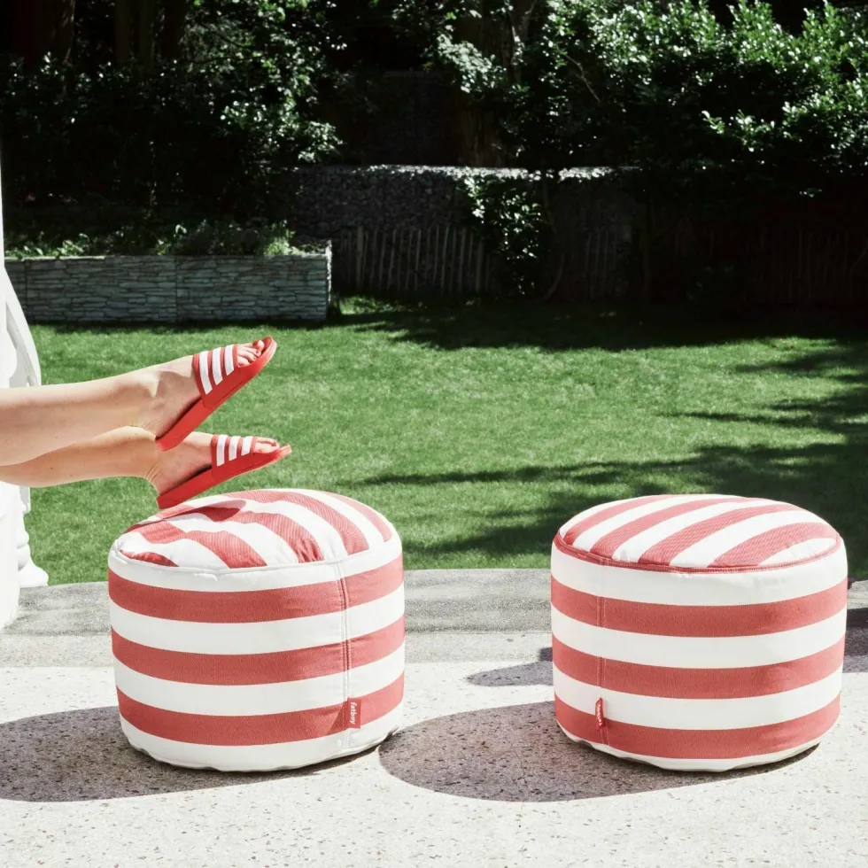 Pouf extérieur rayé bleu océan Point Outdoor - Fatboy