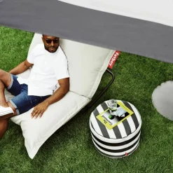 Pouf extérieur rayé bleu océan Point Outdoor - Fatboy