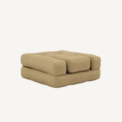 Pouf fauteuil convertible en coton beige blé 95x90x42cm Cube - Karup Design