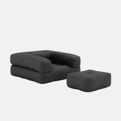 Pouf fauteuil convertible en coton gris foncé 95x90x42cm Cube - Karup Design