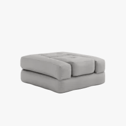 Pouf fauteuil convertible en coton gris 95x90x42cm Cube - Karup Design