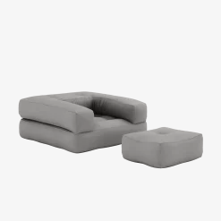 Pouf fauteuil convertible en coton gris 95x90x42cm Cube - Karup Design