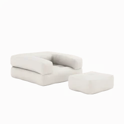 Pouf fauteuil convertible en coton natural 95x90x42cm Cube - Karup Design