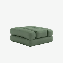 Pouf fauteuil convertible en coton vert olive 95x90x42cm Cube - Karup Design