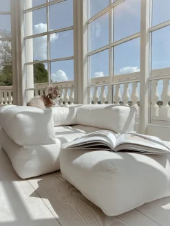Pouf fauteuil convertible en lin 95x90x42cm Cube - Karup Design