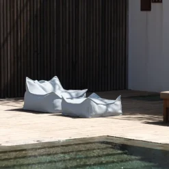 Pouf fauteuil d'extérieur en oléfine azur 80 x 70 cm - Wigiwama