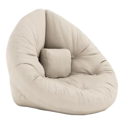 Pouf fauteuil en coton beige 75x80x60cm Mini Nido - Karup Design