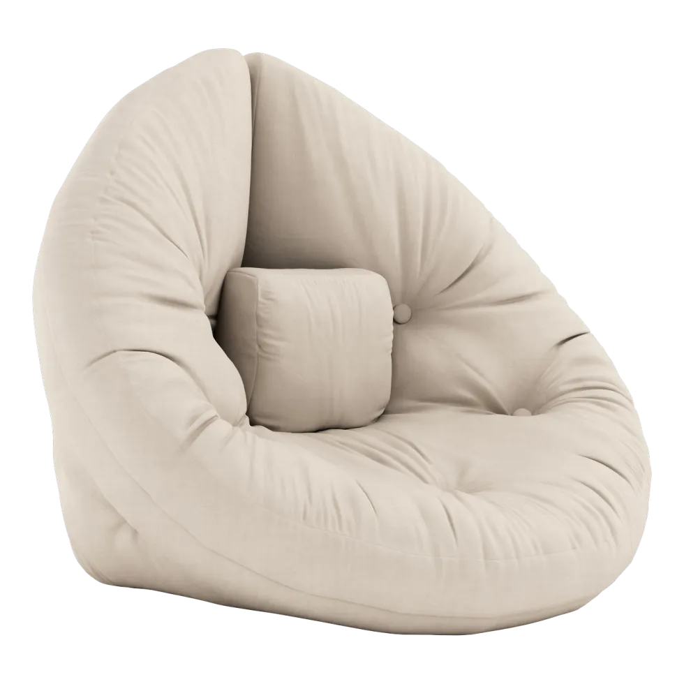 Pouf fauteuil en coton beige 75x80x60cm Mini Nido - Karup Design