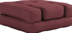 Pouf fauteuil en coton bordeaux 60x68x24cm Mini Cube - Karup Design
