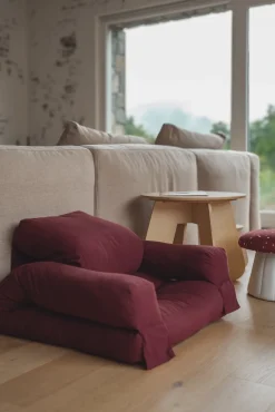 Pouf fauteuil en coton bordeaux 65x78x40cm Mini Hippo - Karup Design