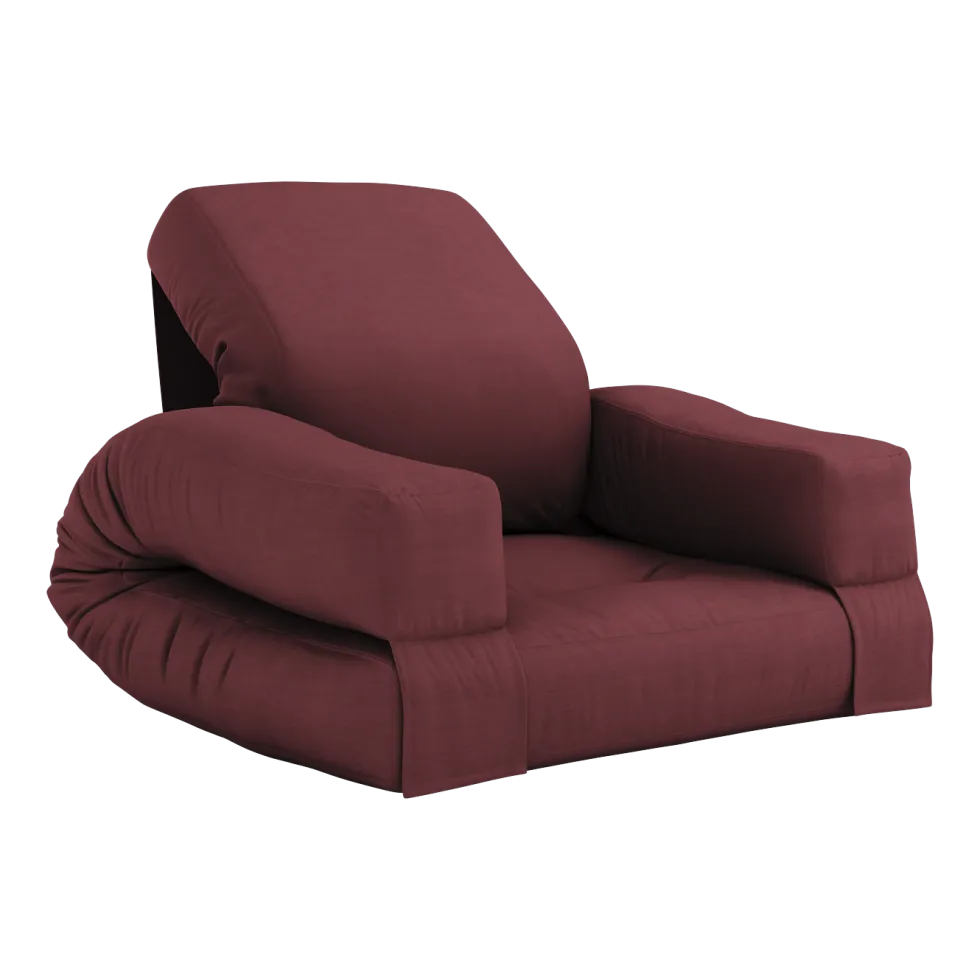 Pouf fauteuil en coton bordeaux 65x78x40cm Mini Hippo - Karup Design