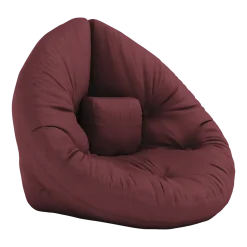 Pouf fauteuil en coton bordeaux 75x80x60cm Mini Nido - Karup Design
