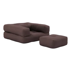 Pouf fauteuil en coton brown 60x68x24cm Mini Cube - Karup Design