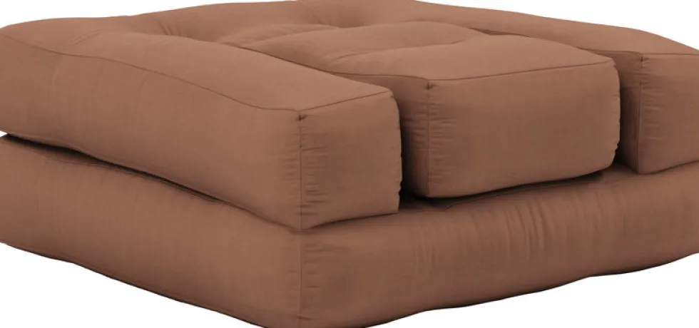 Pouf fauteuil en coton clay brown 60x68x24cm Mini Cube - Karup Design