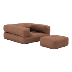 Pouf fauteuil en coton clay brown 60x68x24cm Mini Cube - Karup Design