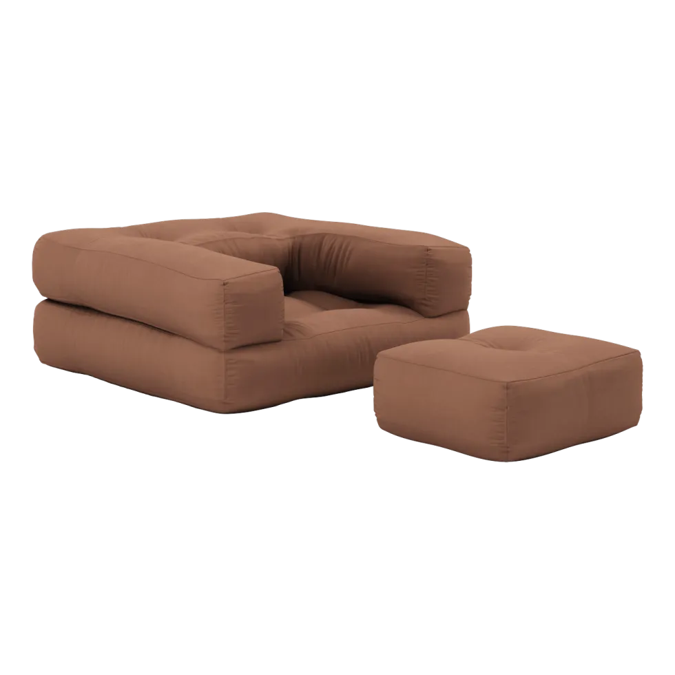 Pouf fauteuil en coton clay brown 60x68x24cm Mini Cube - Karup Design