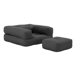 Pouf fauteuil en coton dark grey 60x68x24cm Mini Cube - Karup Design