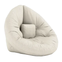 Pouf fauteuil en coton et lin 75x80x60cm Mini Nido - Karup Design
