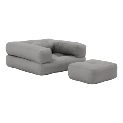 Pouf fauteuil en coton grey 60x68x24cm Mini Cube - Karup Design