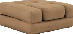 Pouf fauteuil en coton mocca 60x68x24cm Mini Cube - Karup Design