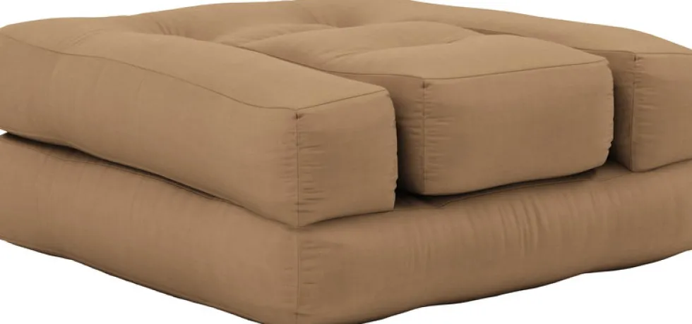 Pouf fauteuil en coton mocca 60x68x24cm Mini Cube - Karup Design