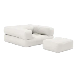 Pouf fauteuil en coton natural 60x68x24cm Mini Cube - Karup Design