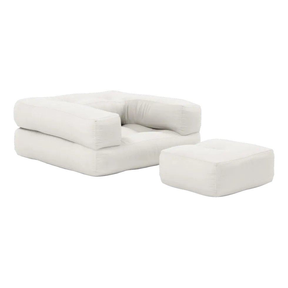 Pouf fauteuil en coton natural 60x68x24cm Mini Cube - Karup Design