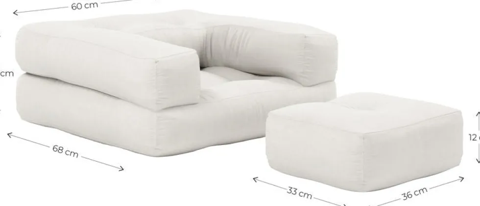 Pouf fauteuil en coton natural 60x68x24cm Mini Cube - Karup Design