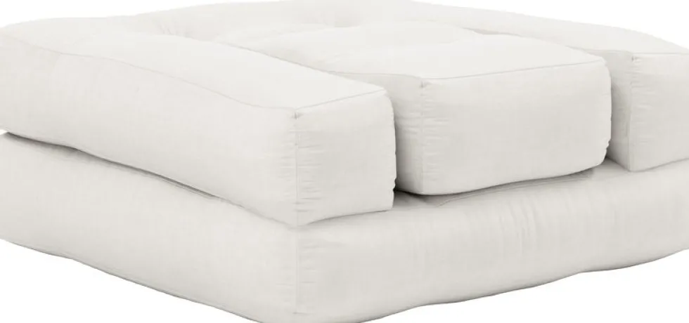 Pouf fauteuil en coton natural 60x68x24cm Mini Cube - Karup Design