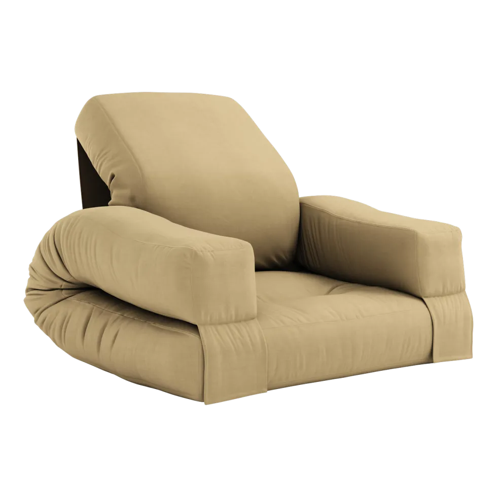 Pouf fauteuil en coton wheat beige 65x78x40cm Mini Hippo - Karup Design