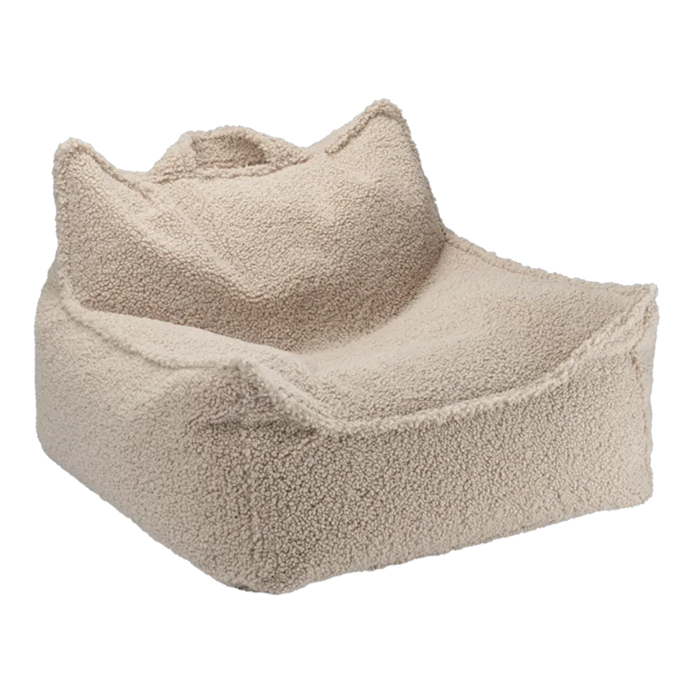 Pouf fauteuil en sherpa bouclé biscuit 80x70cm beanbags - Wigiwama