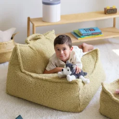 Pouf fauteuil en sherpa bouclé matcha 80x70cm Beanbags - Wigiwama