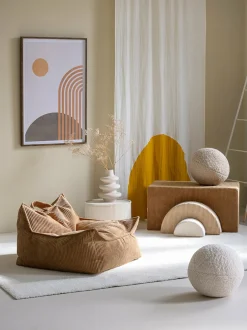 Pouf fauteuil en velours côtelé toffee 80 x 70 cm - Wigiwama