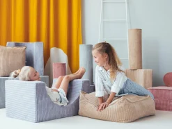 Pouf fauteuil en velours côtelé vert menthe poivrée 80 x 70 cm - Wigiwama