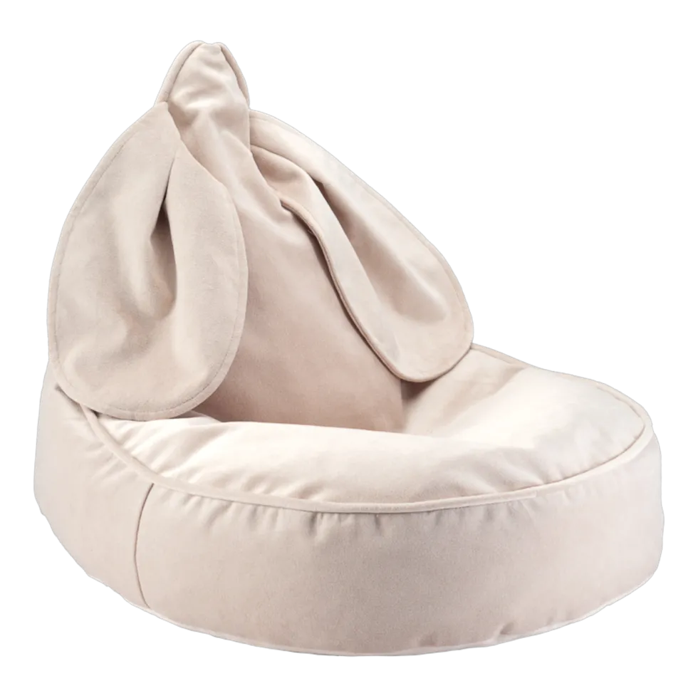 Pouf fauteuil lapin en velour beige 75x65cm Beanbags - Wigiwama