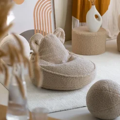 Pouf fauteuil ours en sherpa bouclé biscuit 75x65cm Beanbags - Wigiwama