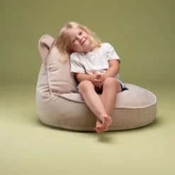 Pouf fauteuil ours en velour beige 75x65cm Beanbags - Wigiwama