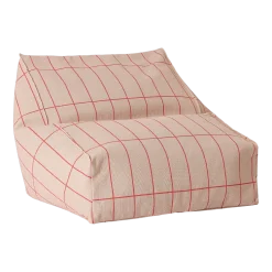 Pouf fauteuil pour enfant en coton bio à carreaux rose et rouge 74x40x60cm Vibes - Nobodinoz