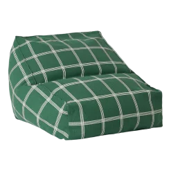 Pouf fauteuil pour enfant en coton bio à carreaux vert et blanc 74x40x60cm Vibes - Nobodinoz