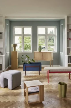 Pouf gris en tissu Sculpture - Hübsch
