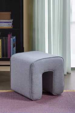 Pouf gris en tissu Sculpture - Hübsch