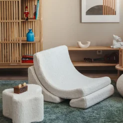 Pouf nuage en sherpa bouclé blanc 25x39,5cm Cloud pouffe - Wigiwama
