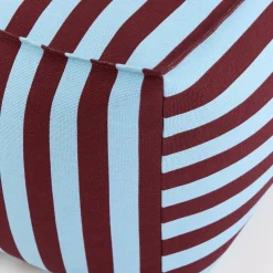 Pouf ottoman carré en coton rayures bordeaux et bleu 55 x 55 x 35cm Otto - Nobodinoz