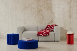 Pouf rectangulaire en laine bleu 43x36cm Radd - Noo.ma