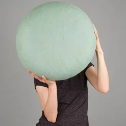 Pouf rond en laine turquoise-gris M Fine - myfelt