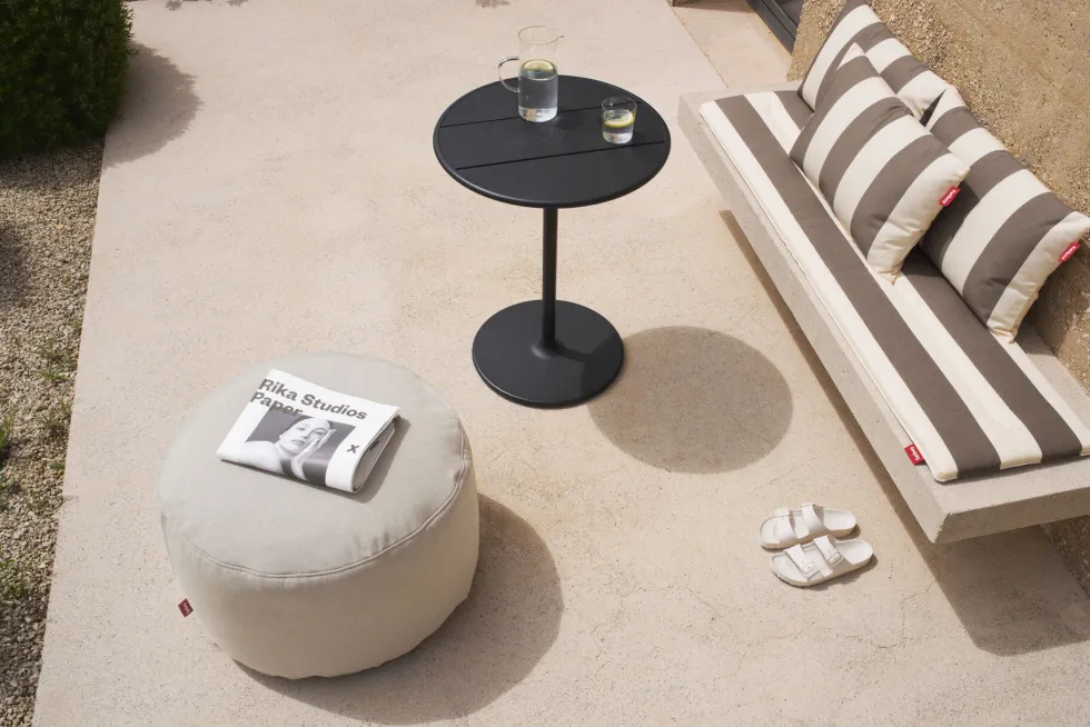 Pouf rond en polyester gris 70x40cm Point Large - Fatboy