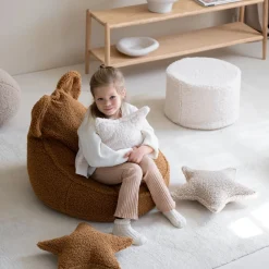 Pouf rond en sherpa bouclé blanc 39,5x25cm Pouffe - Wigiwama